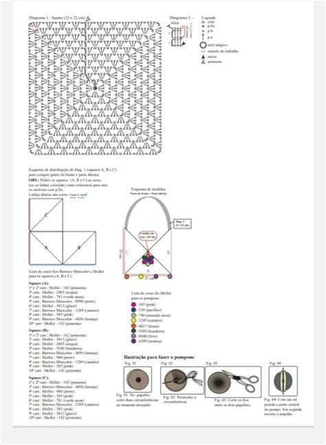 Faça fácil Bolsa de Crochê Com Square: Receita e Gráfico.